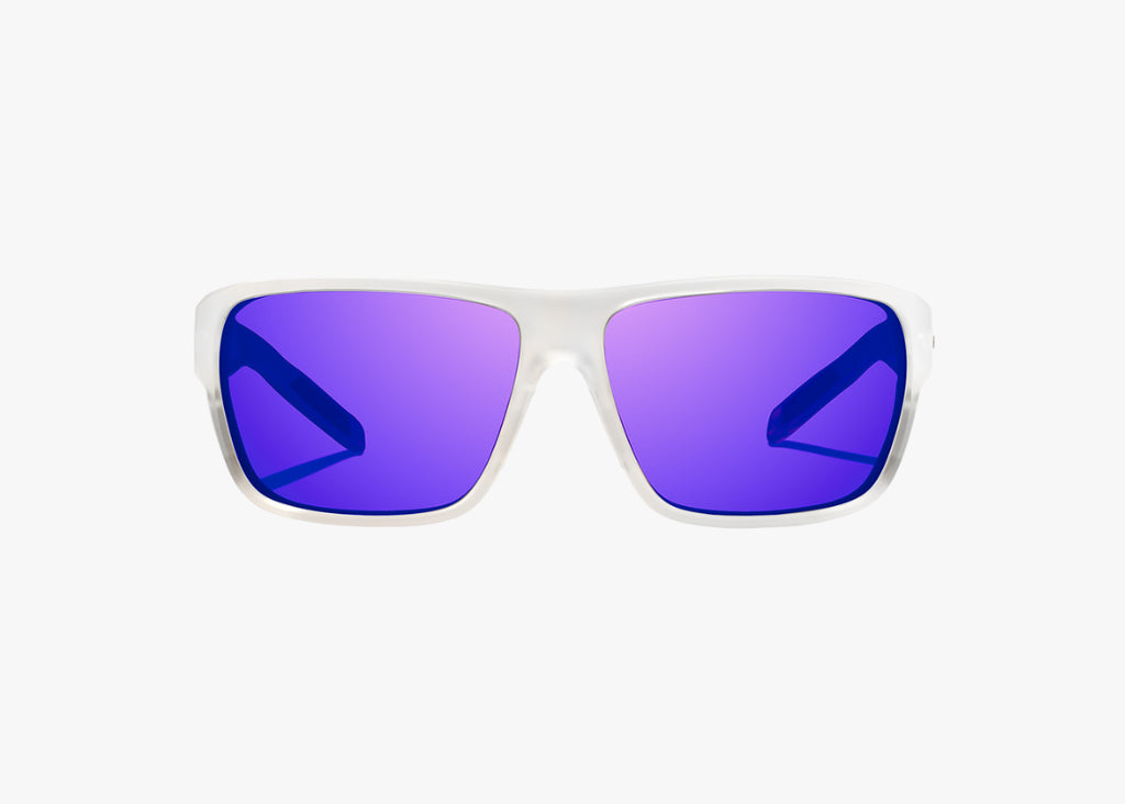 Rigolets Sunglasses / Blue Light Blocking / White/Silver Matte / (GLASS Lenses) / Violet Mirror